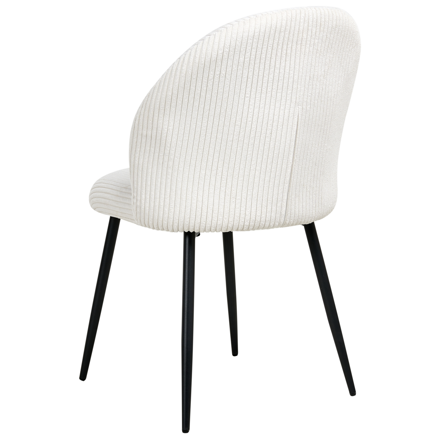 Off-White Corduroy Dining Chairs Set Of 2 Padded Metal Legs