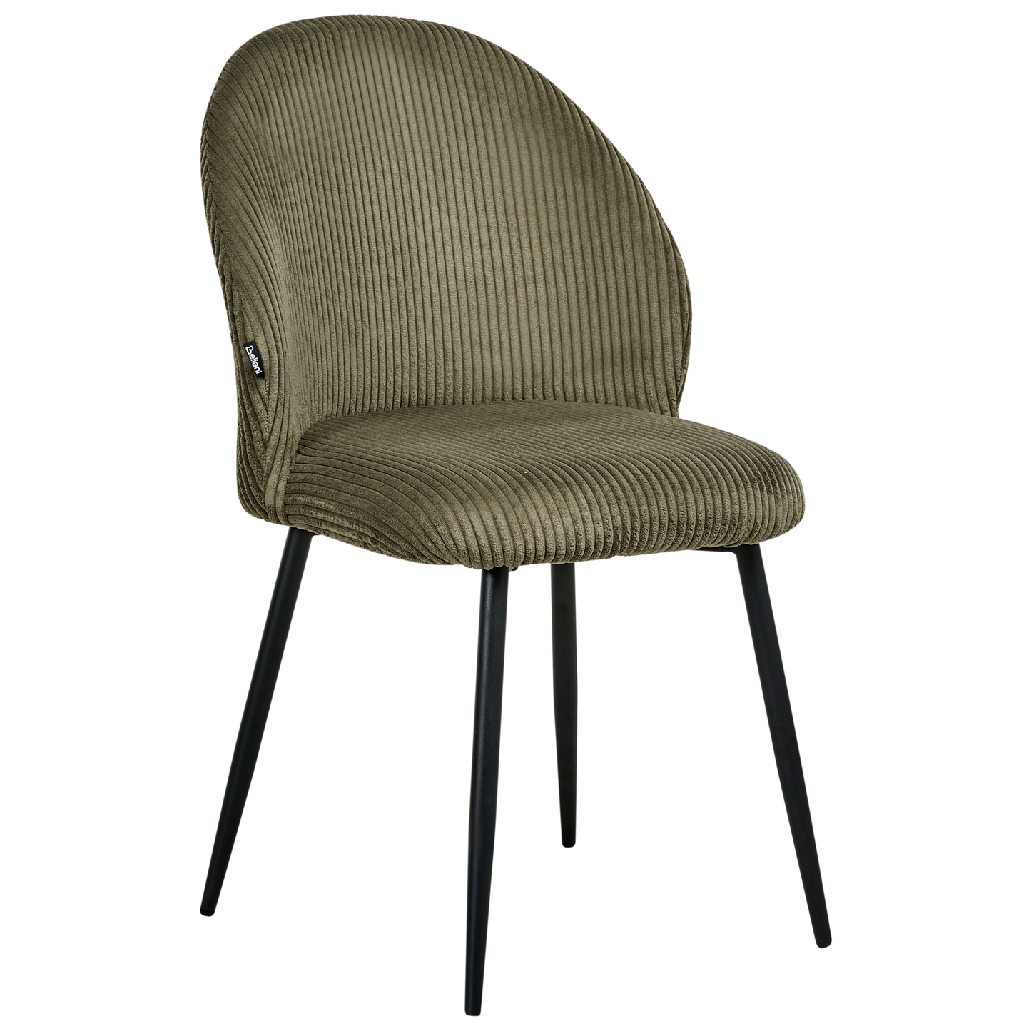 Set of 2 Dining Chairs Dark Green Corduroy Padded Seats