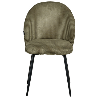 Set of 2 Dining Chairs Dark Green Corduroy Padded Seats
