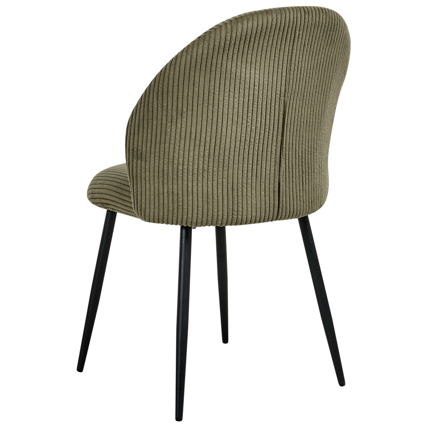 Set of 2 Dining Chairs Dark Green Corduroy Padded Seats
