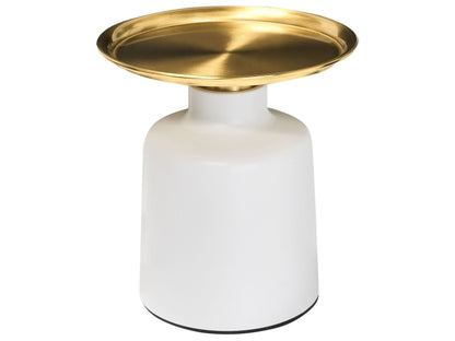 Side Table White Gold Metal Tray Top