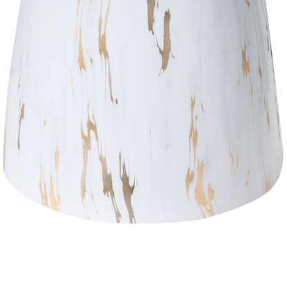 Small Side Table White Black Marble Effect Base With Gold Accent Glass Top