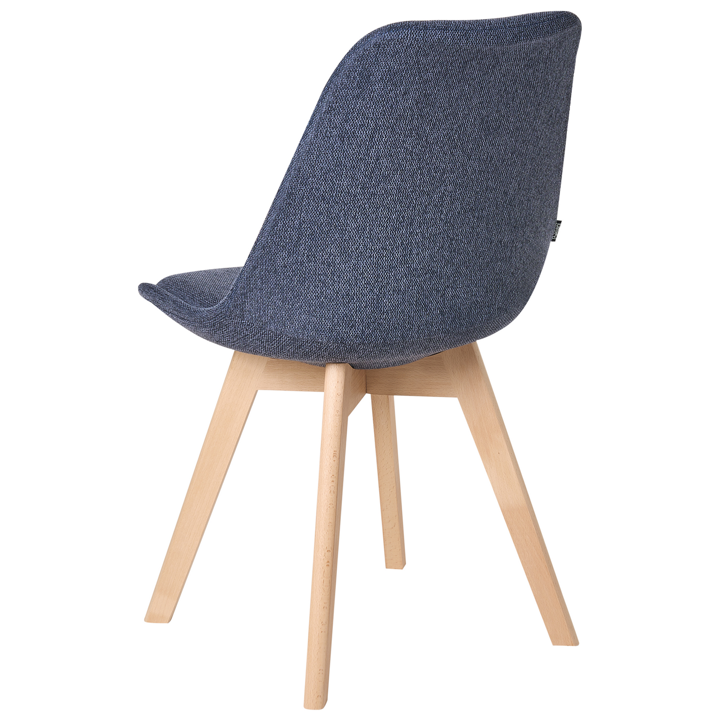 Set Of 2 Dark Blue Upholstered Dining Chairs With Beechwood Legs - Modern, Elegant
