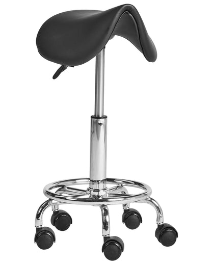 Ergonomic Office Saddle Stool Black Faux Leather Swivel Height Adjustable