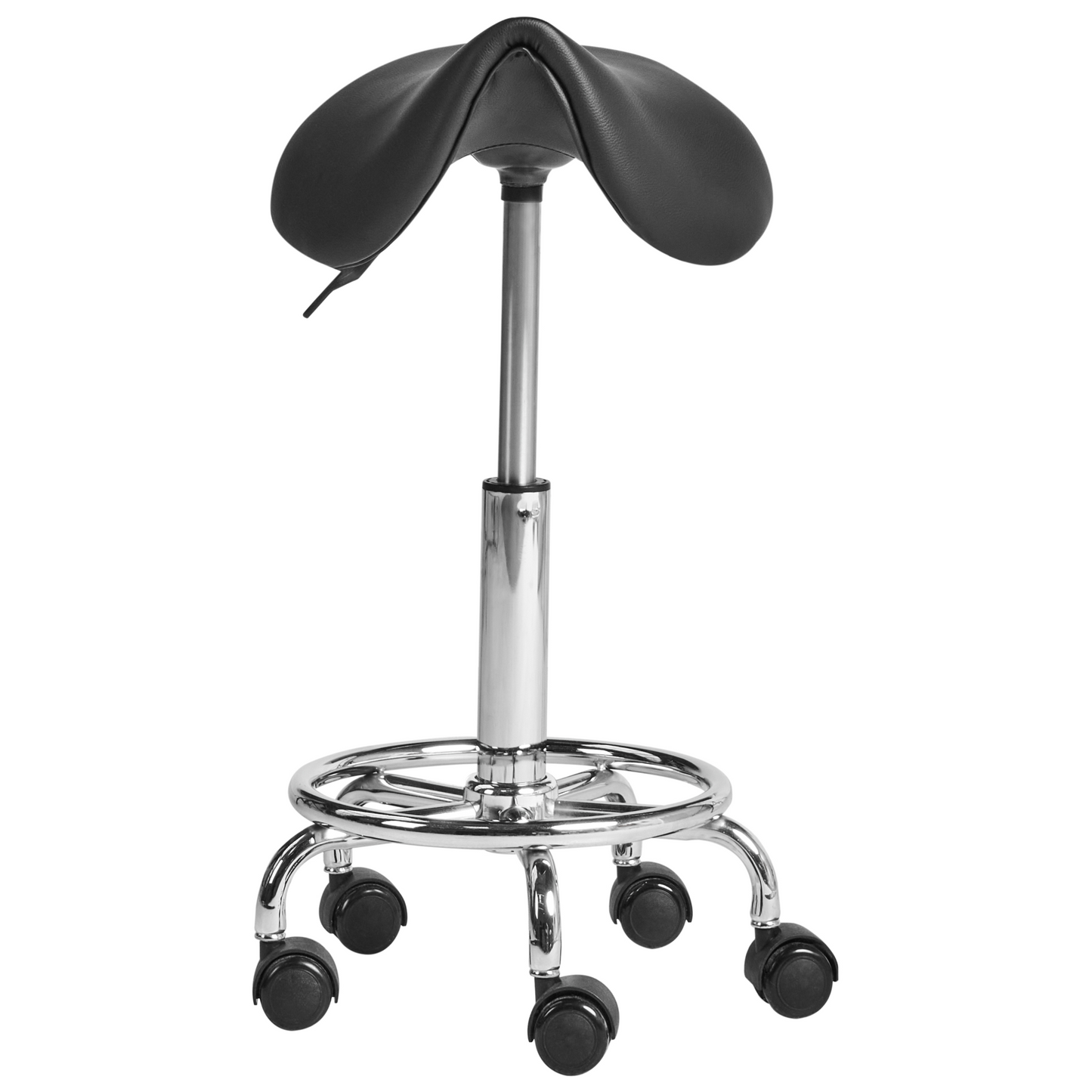 Ergonomic Office Saddle Stool Black Faux Leather Swivel Height Adjustable