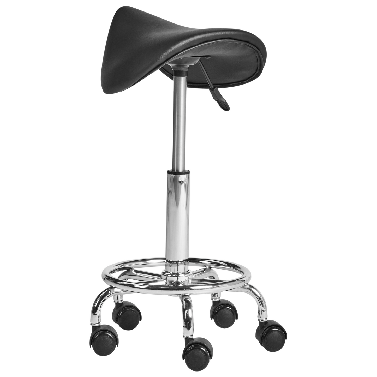 Ergonomic Office Saddle Stool Black Faux Leather Swivel Height Adjustable