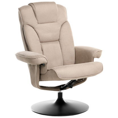 Recliner Armchair Taupe Footstool Polyester Fabric Swivel