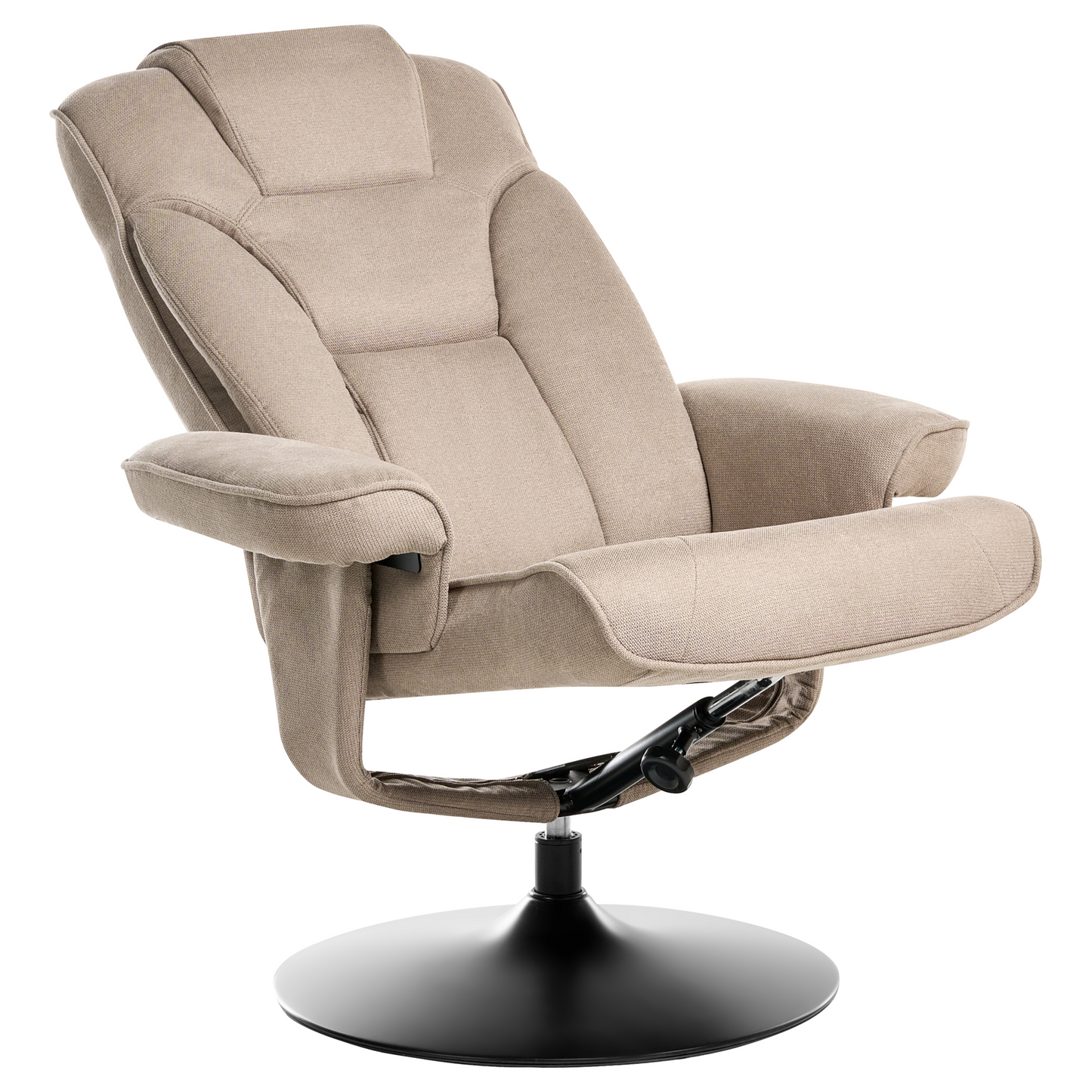 Recliner Armchair Taupe Footstool Polyester Fabric Swivel