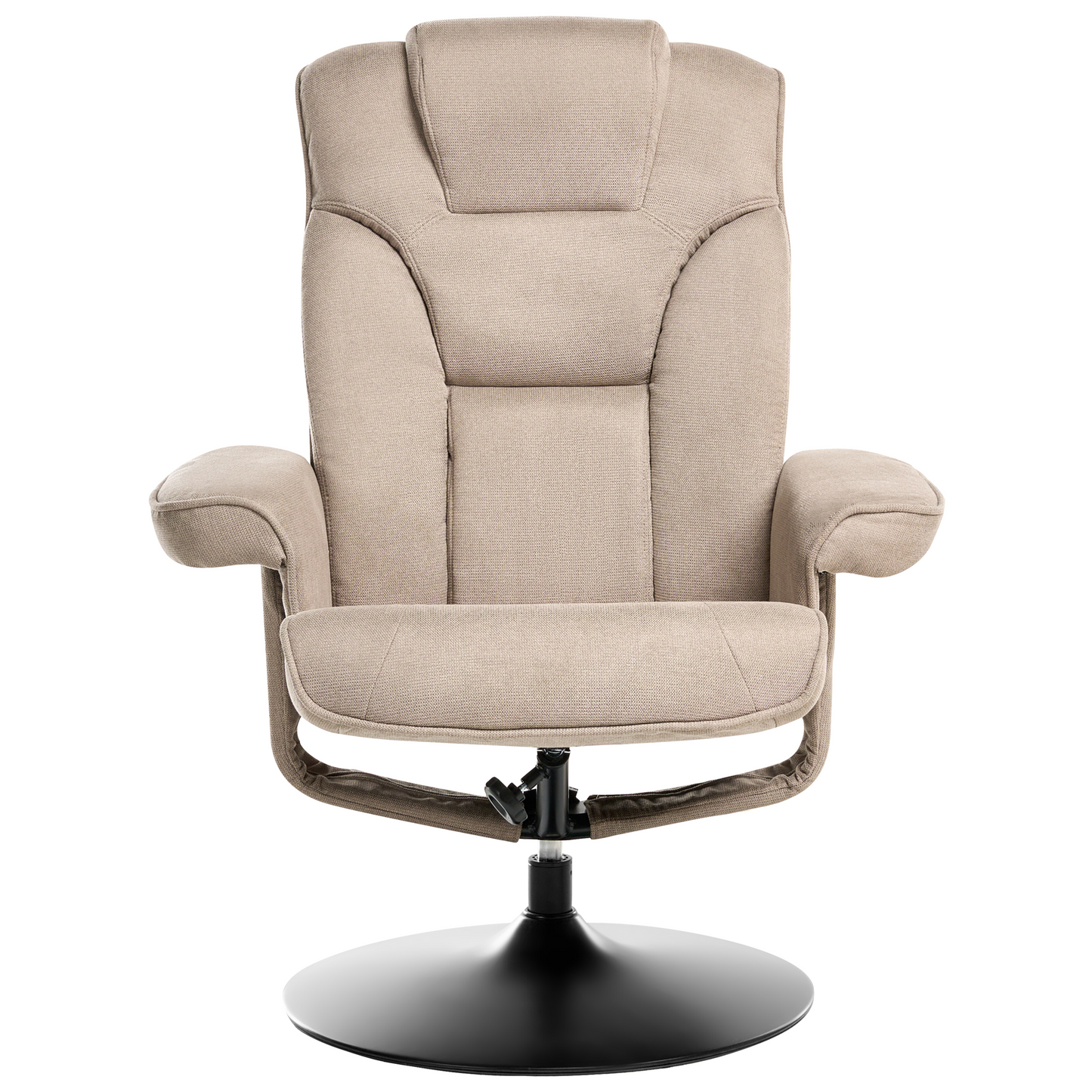 Recliner Armchair Taupe Footstool Polyester Fabric Swivel
