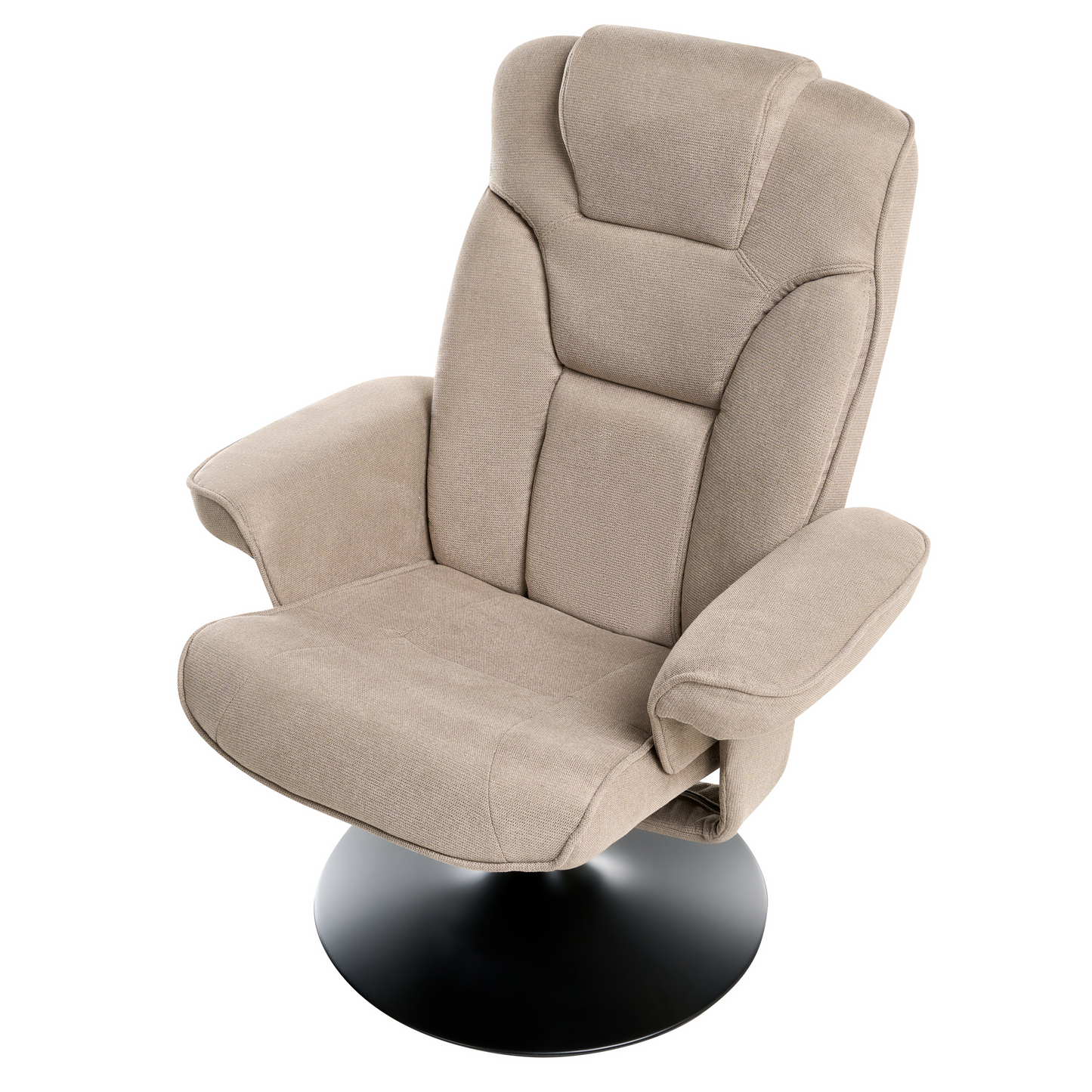 Recliner Armchair Taupe Footstool Polyester Fabric Swivel