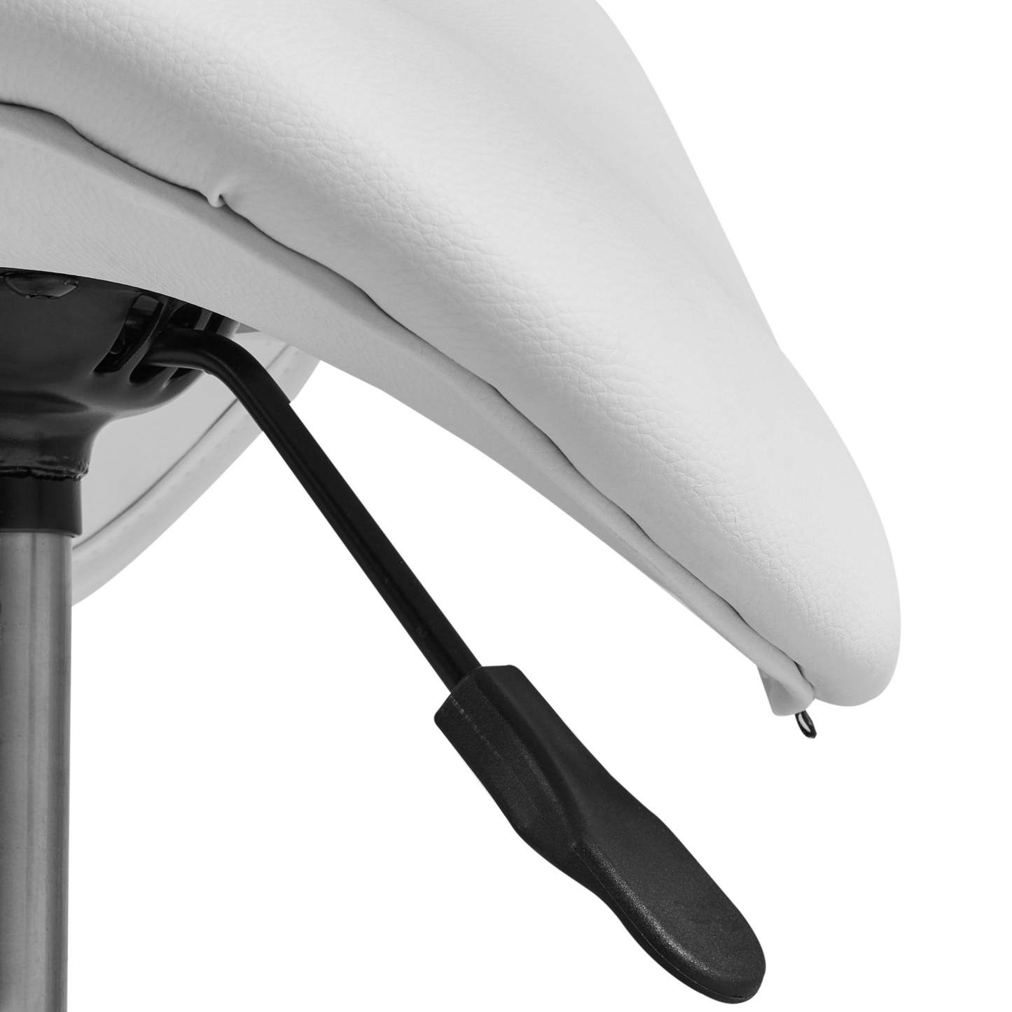 Office Saddle Stool White Faux Leather, Adjustable Swivel