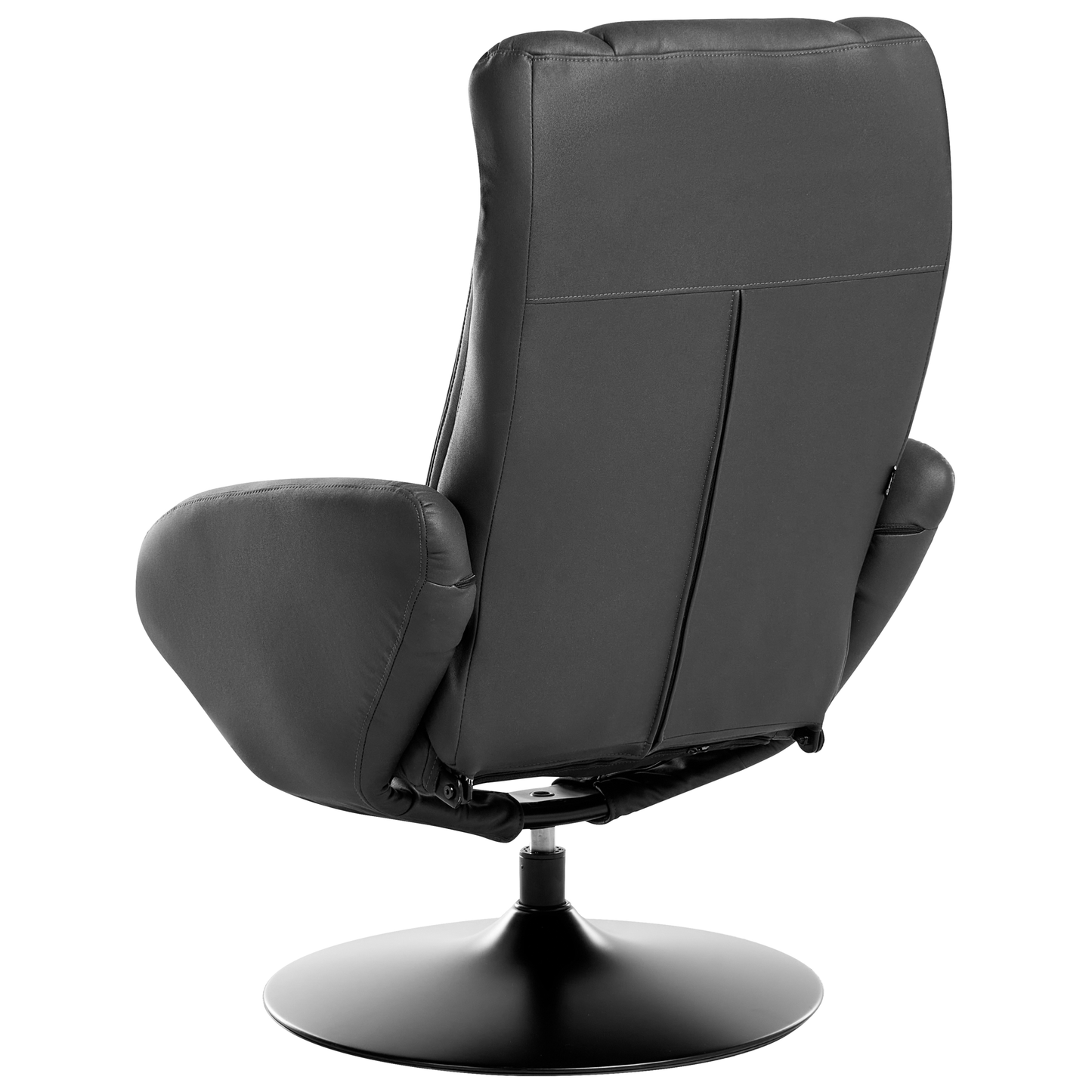 Recliner Armchair With Footstool Black Vegan Leather Swivel