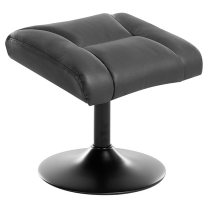 Recliner Armchair With Footstool Black Vegan Leather Swivel