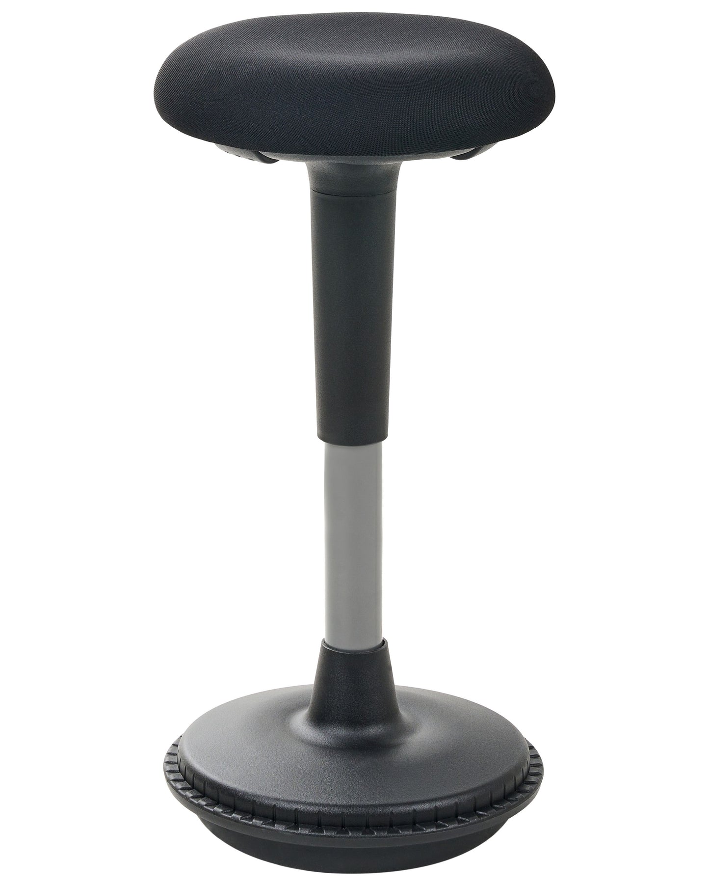 Office Wobble Stool Black Fabric Upholstered Adjustable Height With Metal Frame