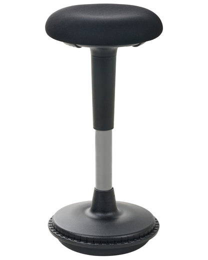 Office Wobble Stool Black Fabric Upholstered Adjustable Height With Metal Frame