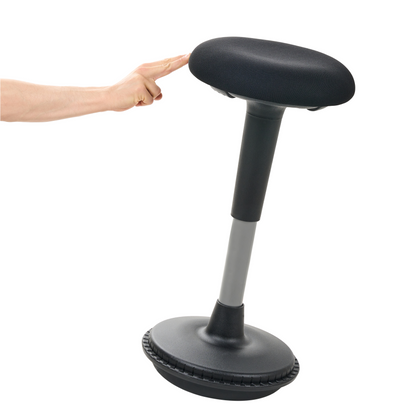 Office Wobble Stool Black Fabric Upholstered Adjustable Height With Metal Frame