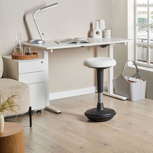 Wobble Stool White Faux Leather With Adjustable Height