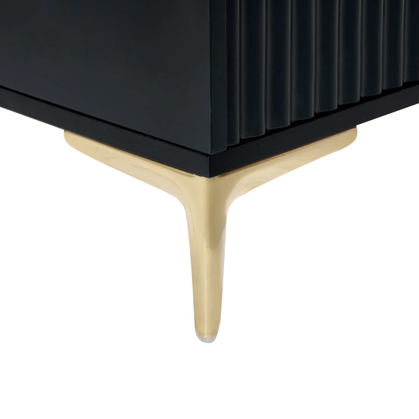 Black MDF Six Drawer Chest With Fluted Fronts And Metal Handles