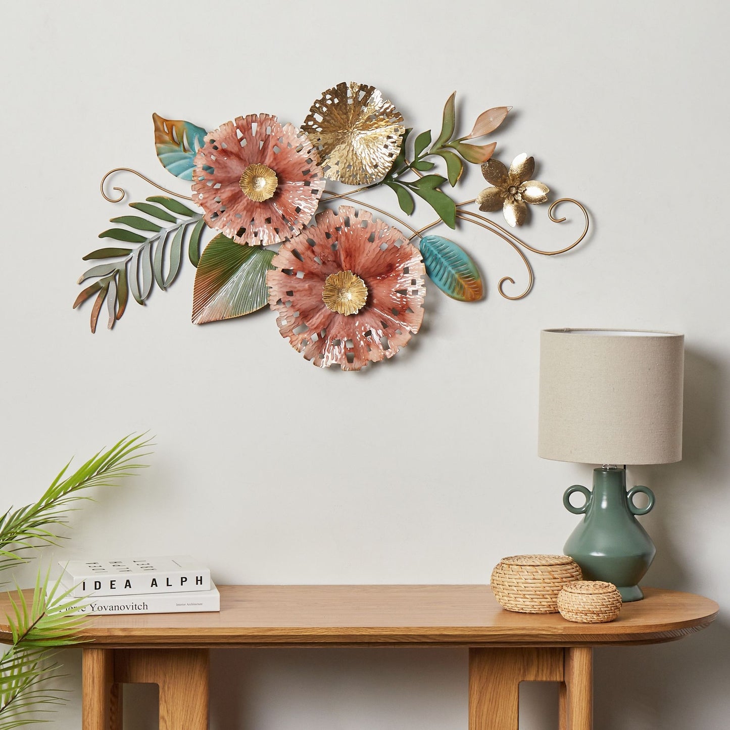 Studio Multicolor Metal Wall Art Handmade Floral Composition Modern Home Decor