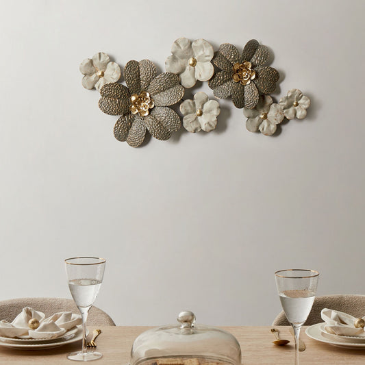 Beige Gold Iron Wall Decor Handmade Floral Accent