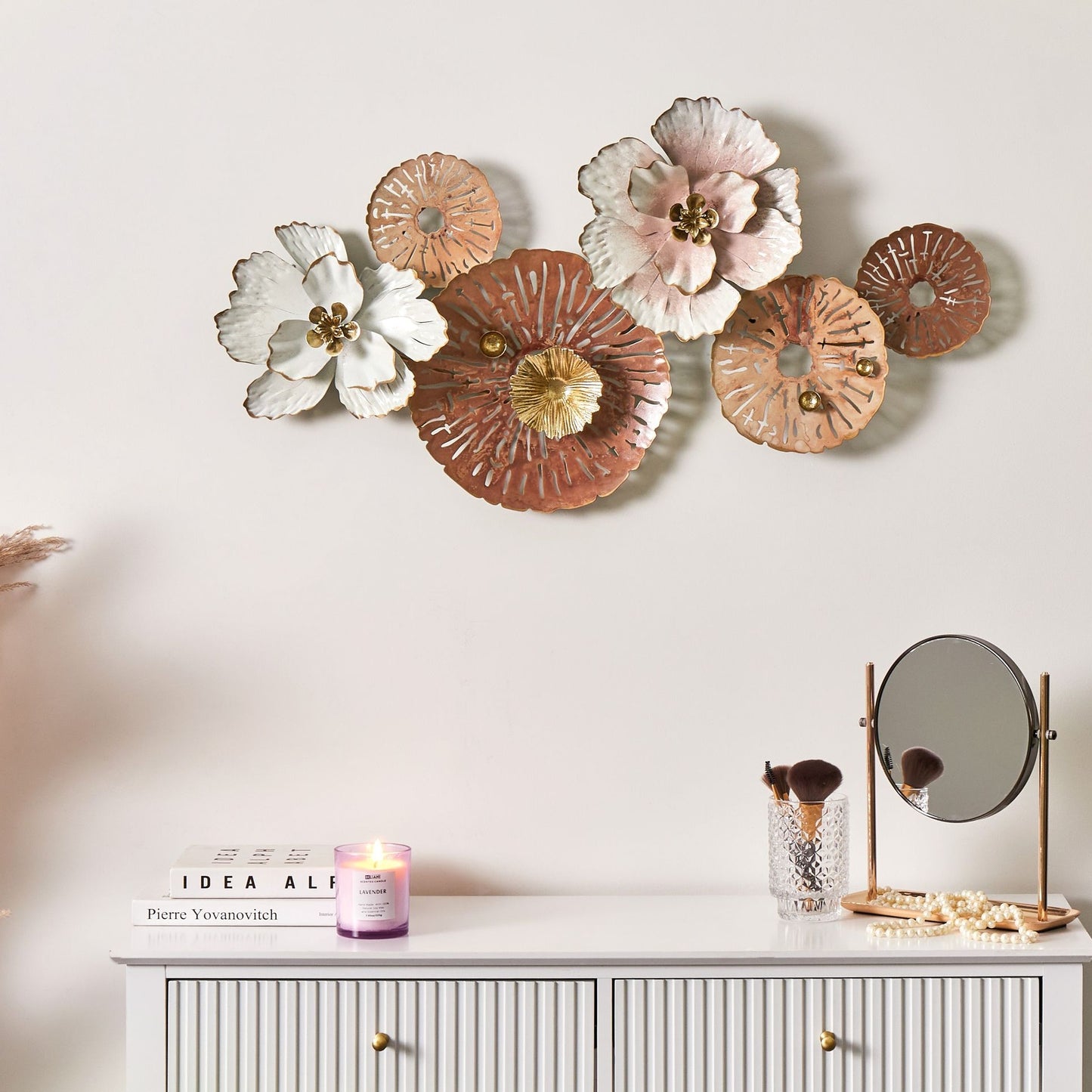 Handmade Multicolor Iron Floral Wall Decor Modern