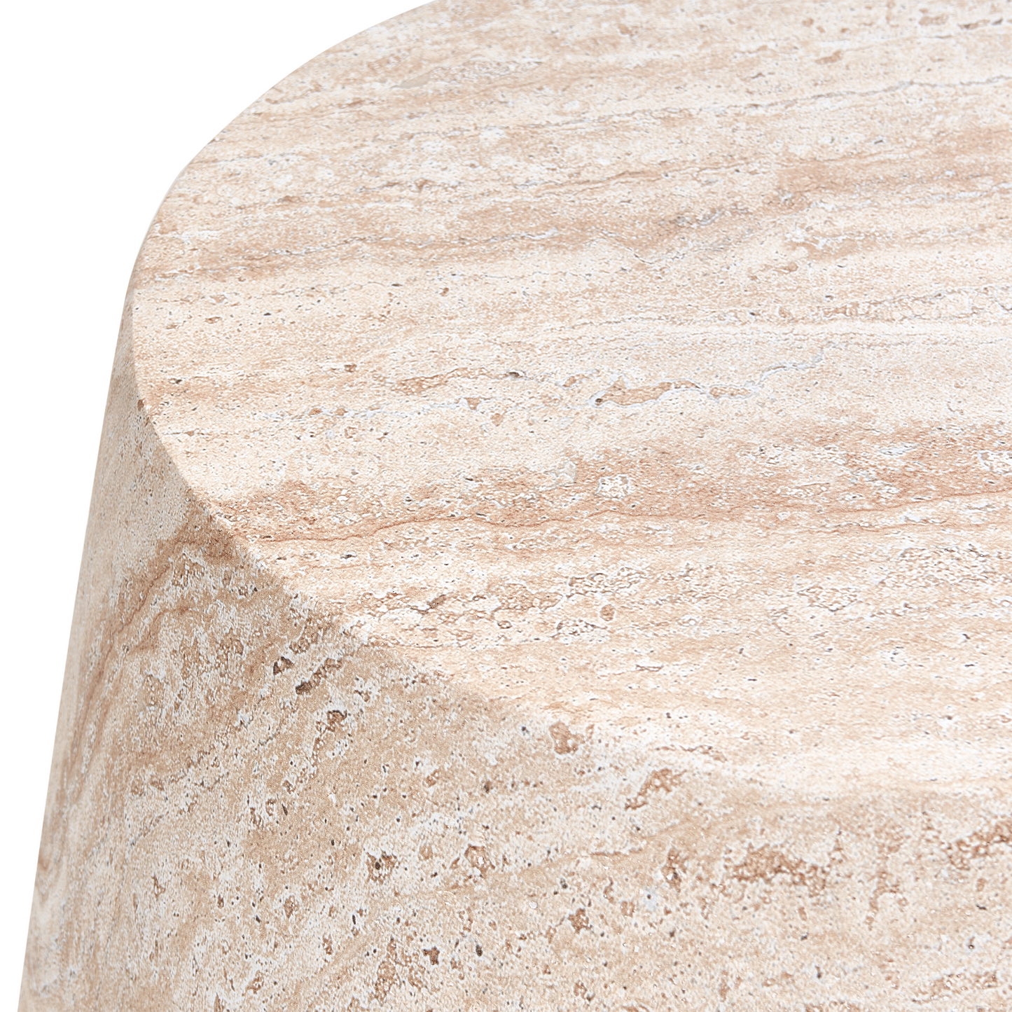 Luxe Living Side Table Beige Travertine Finish MDF Top