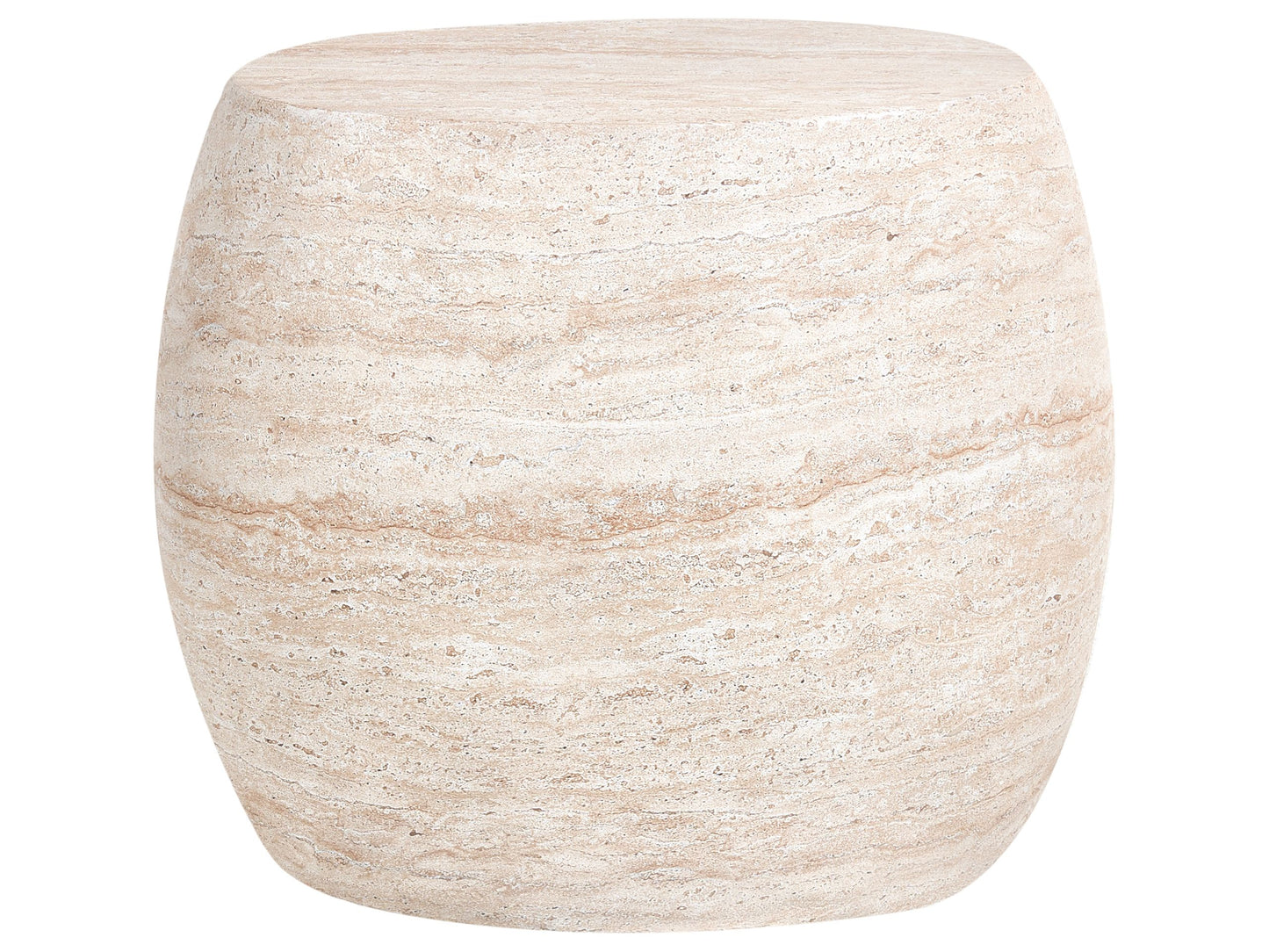 Side Table Beige Travertine Effect Top Veneer