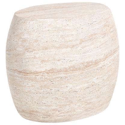 Side Table Beige Travertine Effect Top Veneer