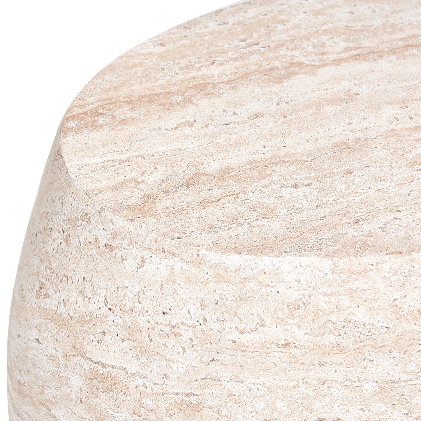 Side Table Beige Travertine Effect Top Veneer