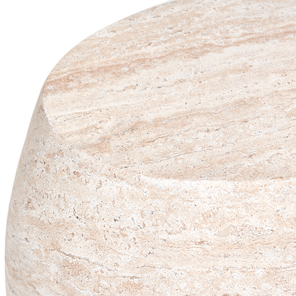 Side Table Beige Travertine Effect Top Veneer