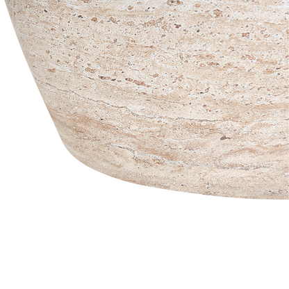 Side Table Beige Travertine Effect Top Veneer