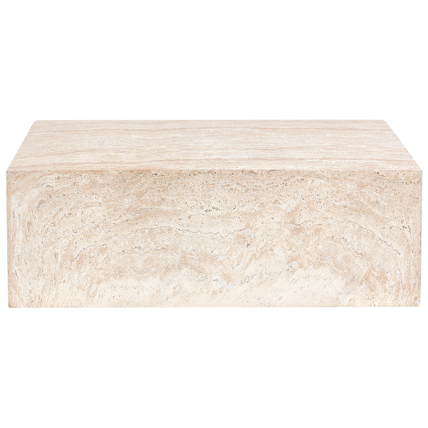 Travertine Effect Coffee Table With Beige Veneer Top Water Transfer Finish