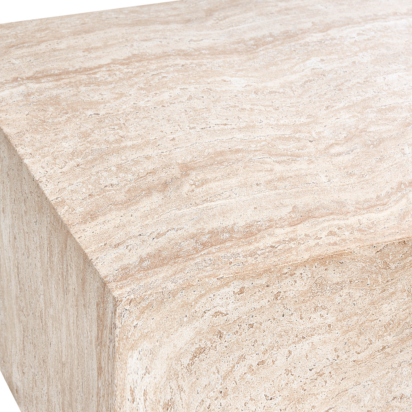 Travertine Effect Coffee Table With Beige Veneer Top Water Transfer Finish