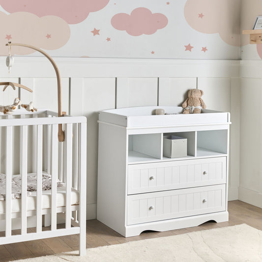 LittleNest White Changing Table Dresser With Shelves Drawers