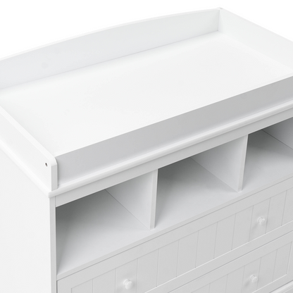LittleNest White Changing Table Dresser With Shelves Drawers