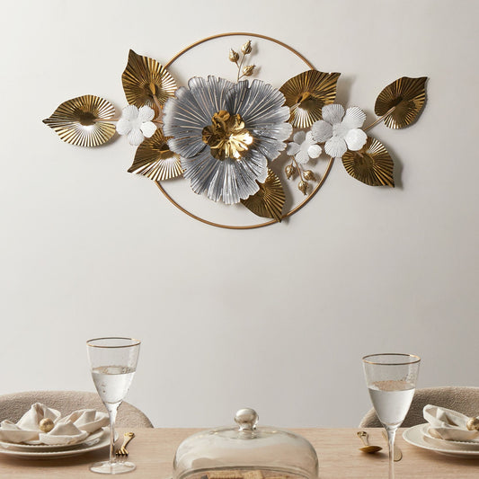 Gold Leaf Wall Ornament Handmade Metal Floral Modern Decor