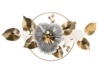 Gold Leaf Wall Ornament Handmade Metal Floral Modern Decor