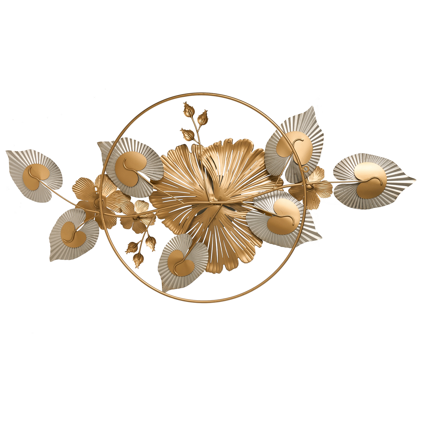 Gold Leaf Wall Ornament Handmade Metal Floral Modern Decor