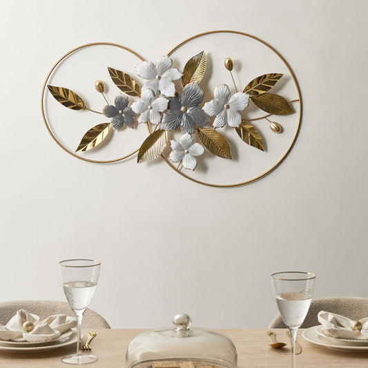 Aura Studio Wall Decor Gold Grey Metal Handmade Floral Leaf Sculpture