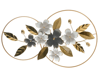 Aura Studio Wall Decor Gold Grey Metal Handmade Floral Leaf Sculpture