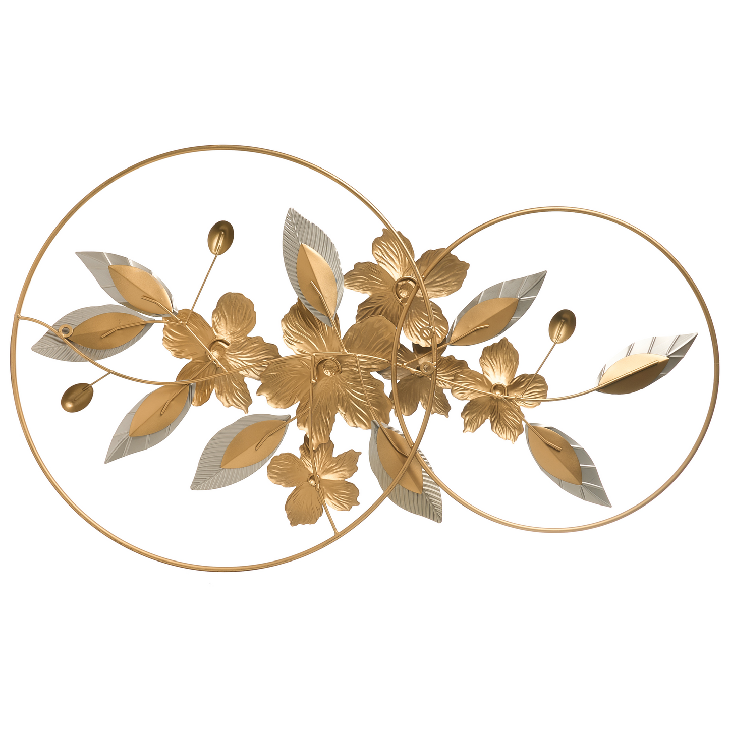 Aura Studio Wall Decor Gold Grey Metal Handmade Floral Leaf Sculpture