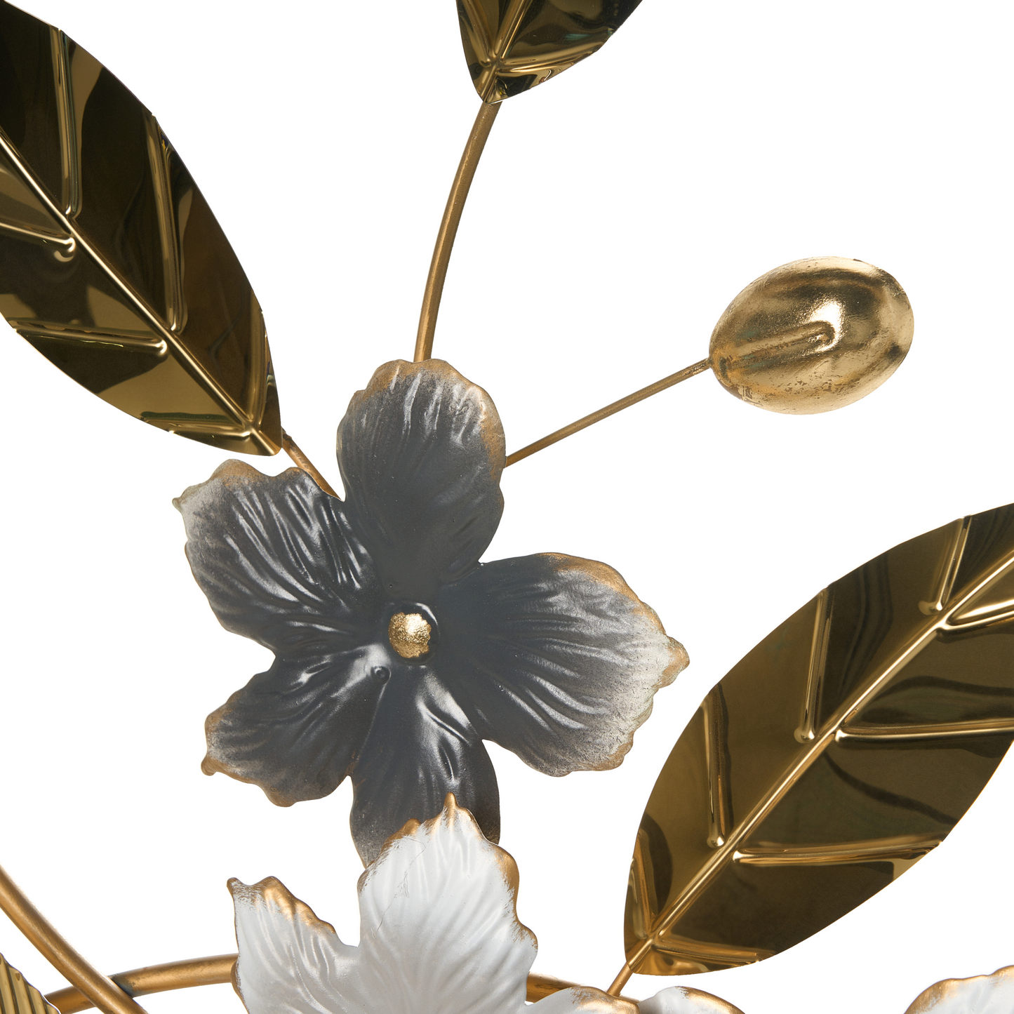Aura Studio Wall Decor Gold Grey Metal Handmade Floral Leaf Sculpture