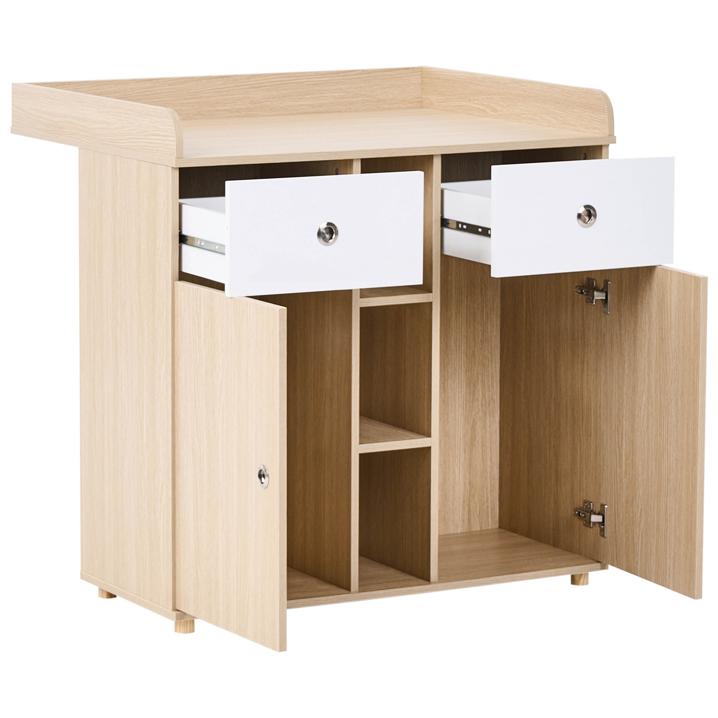Changing Table Dresser Light Brown With Shelves Drawers