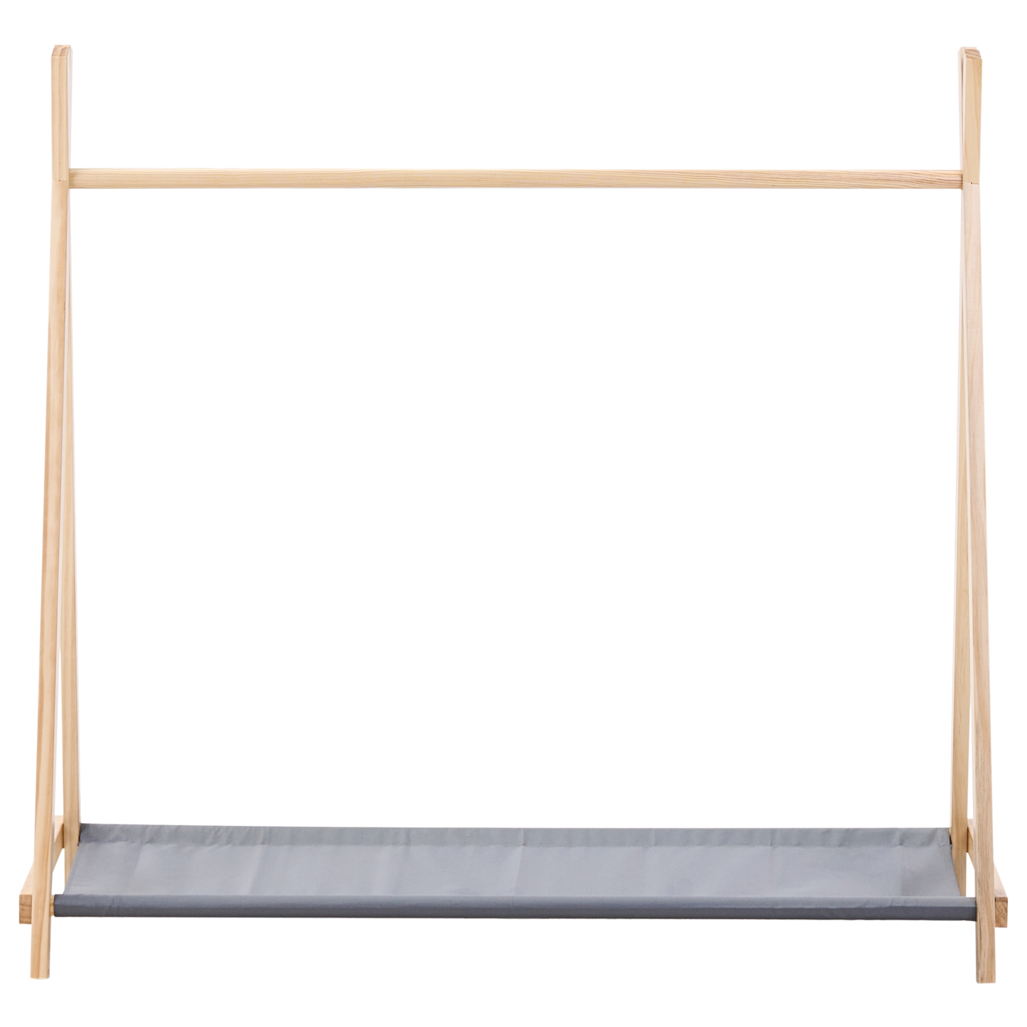 Kids Clothing Rack Pine Wood Teepee Storage With Fabric Shoe Shelf Light Brown