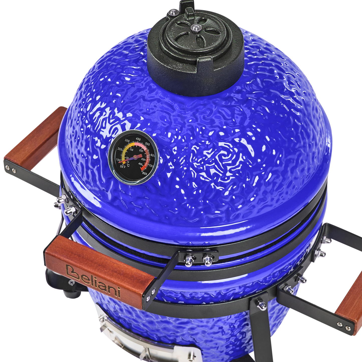 Blue Ember Ceramic Kamado Grill with Lid and Thermometer