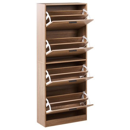 Shoe Storage Cabinet Light Brown Four Compartments Hallway