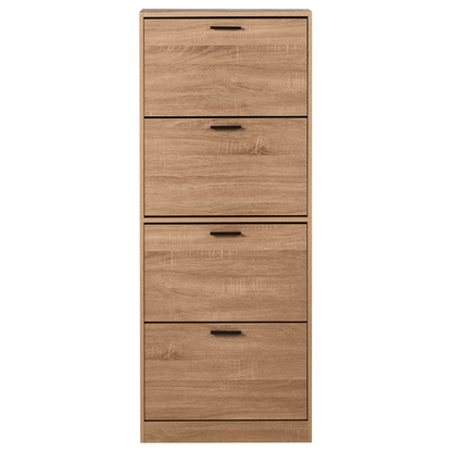 Shoe Storage Cabinet Light Brown Four Compartments Hallway