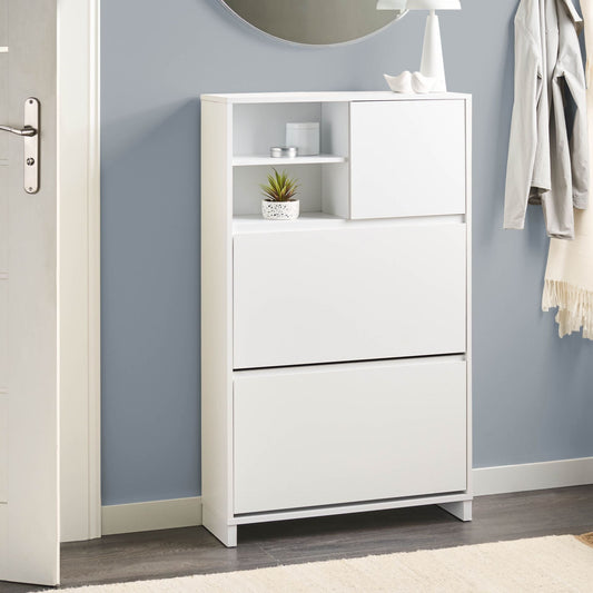 Shoe Cabinet White 3 Compartments Scandinavian Design