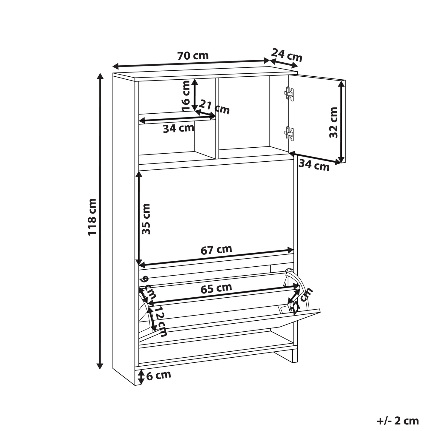 Shoe Cabinet White 3 Compartments Scandinavian Design