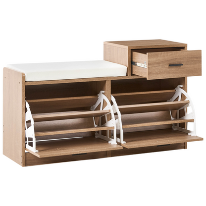Shoe Storage Cabinet With Seat 2 Compartments Light Brown